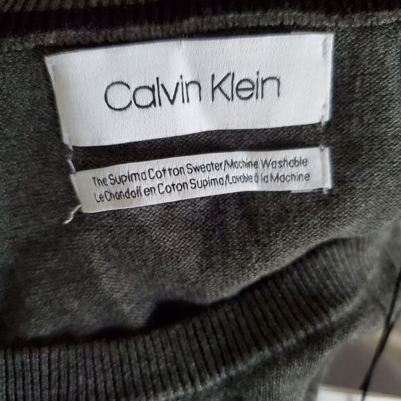 Calvin Klein Sweater Men’s XXL Gray Supima Cotton Crew Neck Pullover Logo - Picture 9 of 9